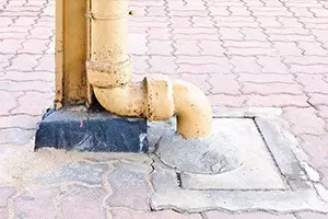 drainage pipes on exterior of property